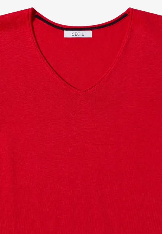 Damen Langarm Pullover mit V-Ausschnitt