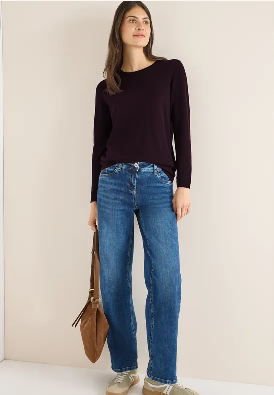 Damen Langarm Pullover mit V-Ausschnitt