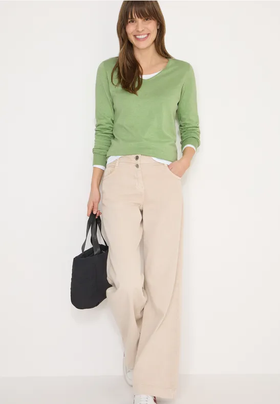 Damen Basic Strickpullover mit V-Ausschnitt