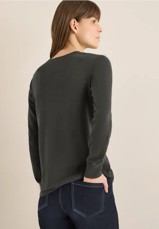 Damen Basic Strickpullover mit V-Ausschnitt