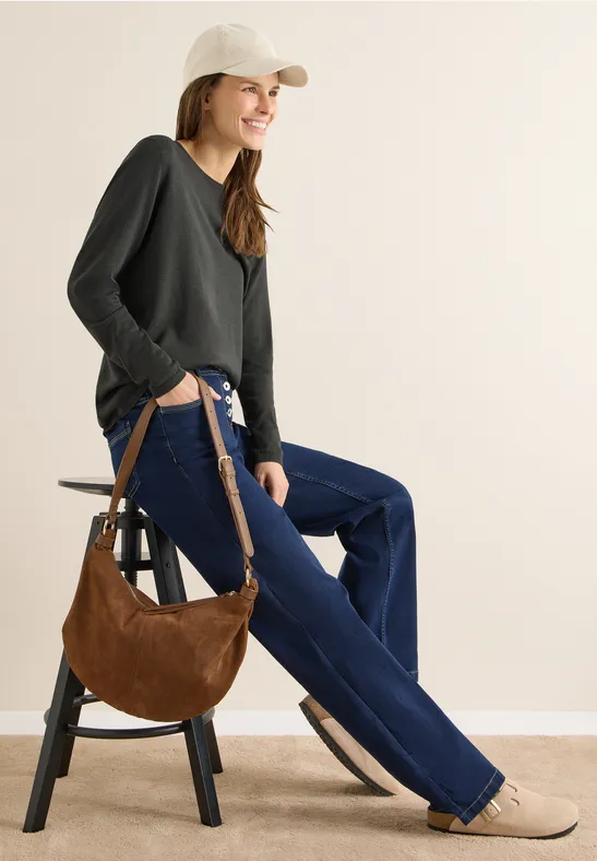 Damen Basic Strickpullover mit V-Ausschnitt