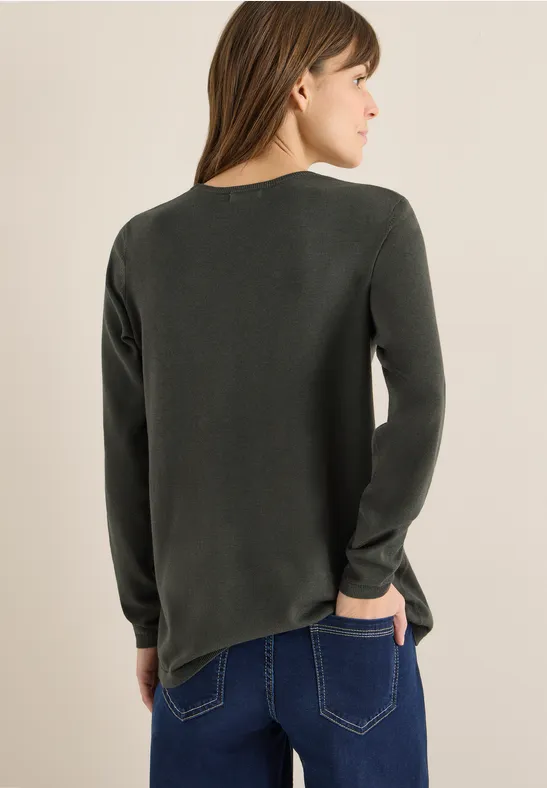 Damen Basic Strickpullover mit V-Ausschnitt