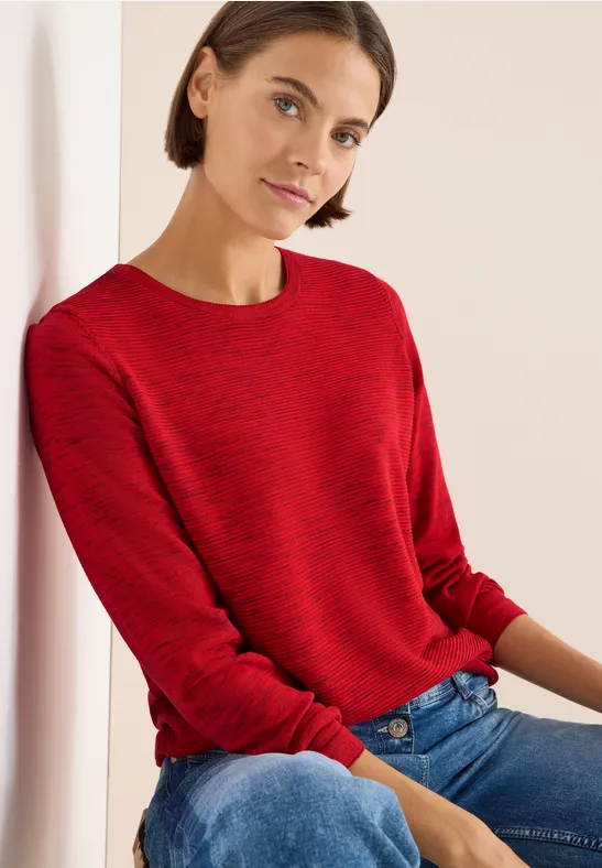 Strukturierter Strickpullover mit langen Ärmeln