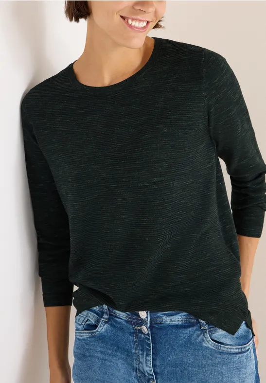 Strukturierter Langarm Strickpullover
