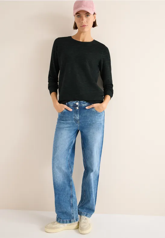 Strukturierter Langarm Strickpullover
