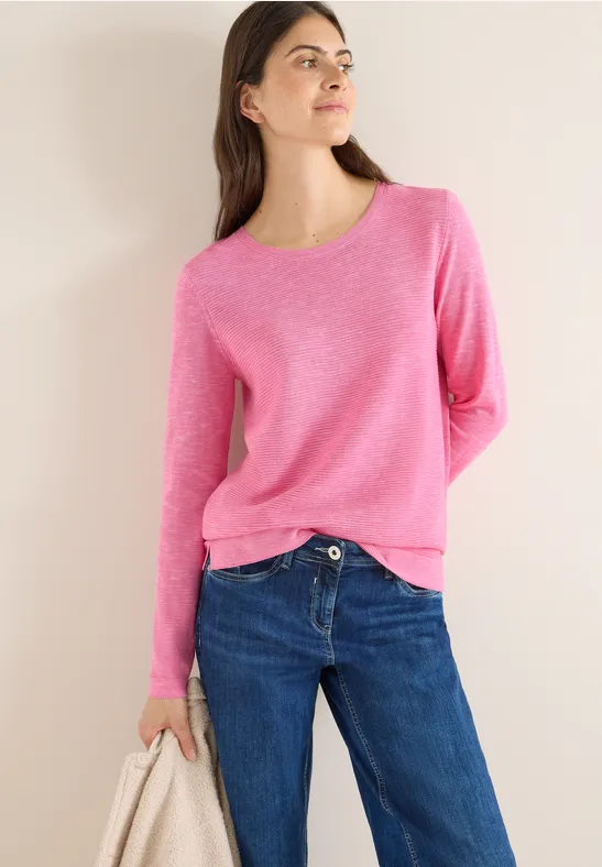 Strukturierter Langarm Strickpullover