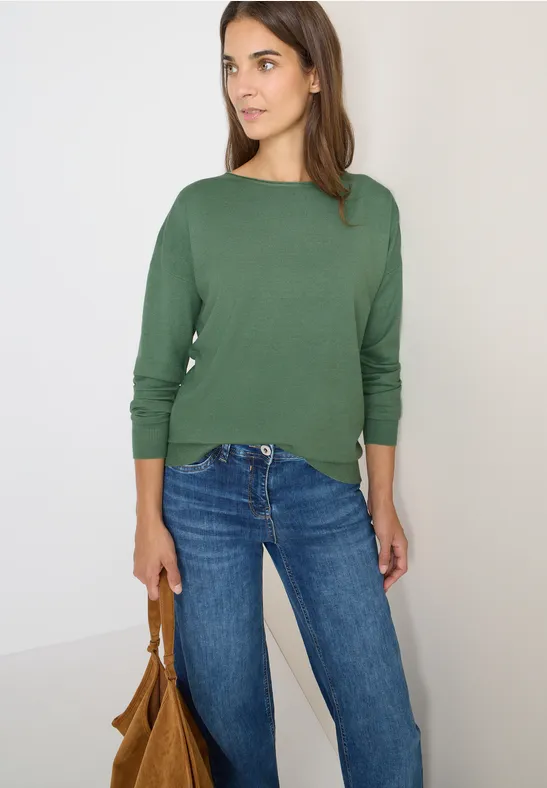 Lässiger Strickpullover mit U-Boot-Ausschnitt