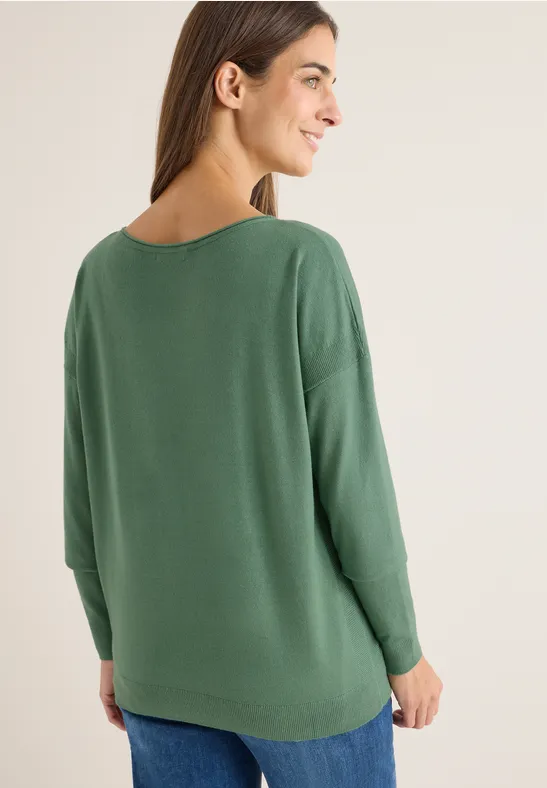 Lässiger Strickpullover mit U-Boot-Ausschnitt