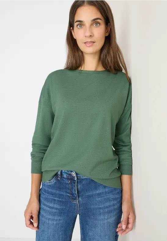 Lässiger Strickpullover mit U-Boot-Ausschnitt