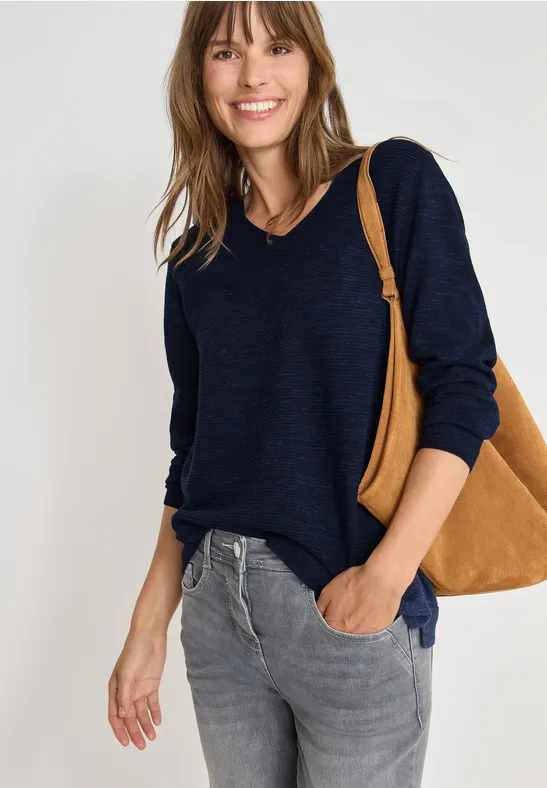 Damen V-Ausschnitt Langarmpullover