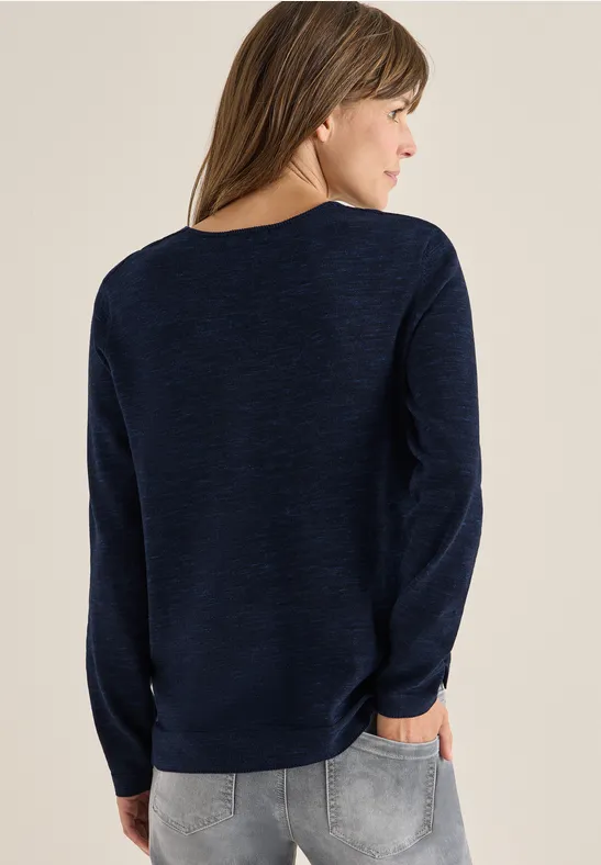 Damen V-Ausschnitt Langarmpullover