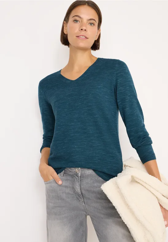 Damen V-Ausschnitt Langarmpullover