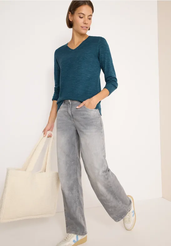 Damen V-Ausschnitt Langarmpullover