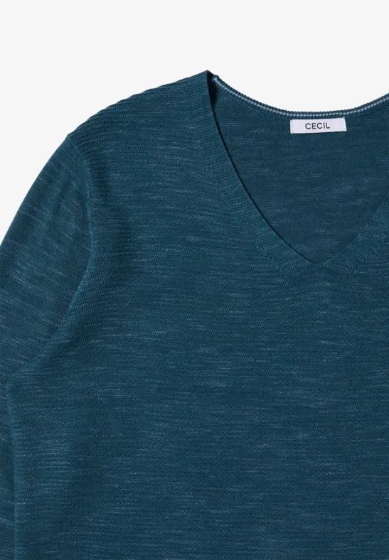 Damen V-Ausschnitt Langarmpullover
