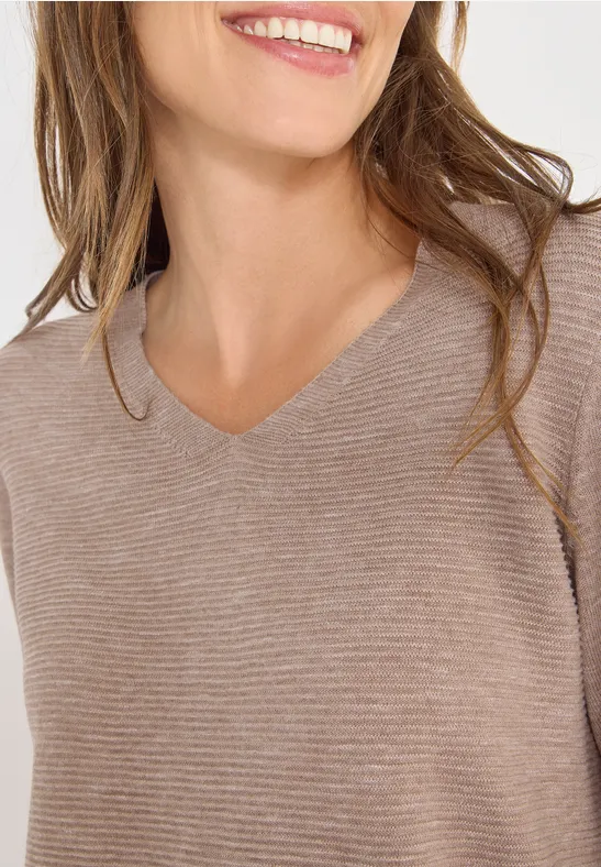 Damen V-Ausschnitt Strickpullover