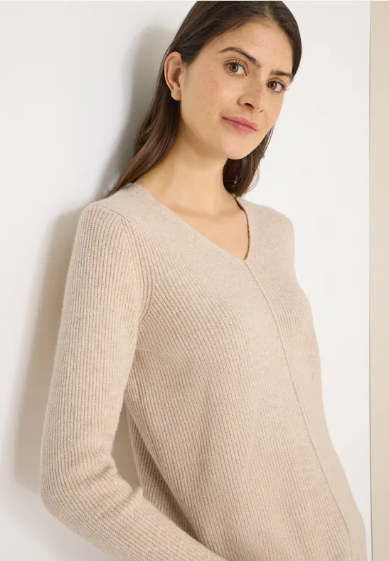 Damen V-Ausschnitt Strickpullover