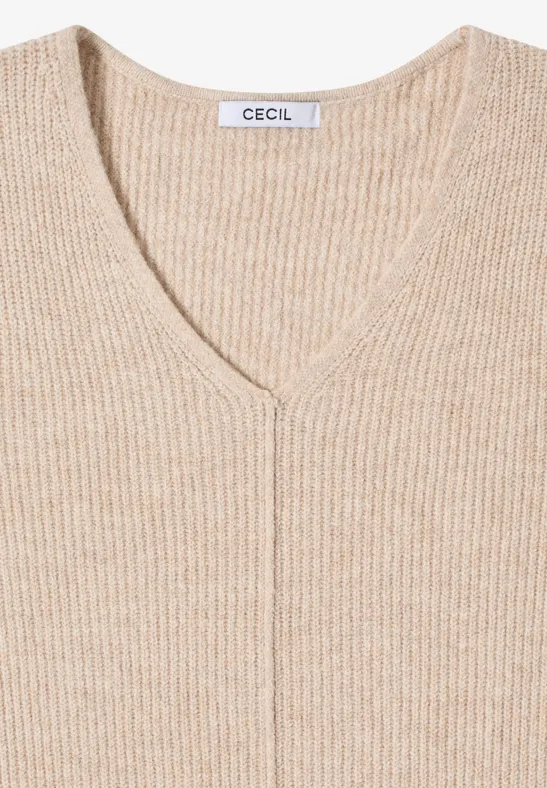 Damen V-Ausschnitt Strickpullover