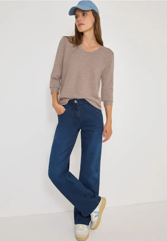 Damen V-Ausschnitt Strickpullover