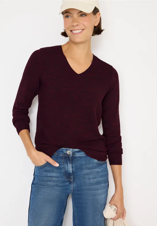 Lässiger V-Ausschnitt Langarm Pullover
