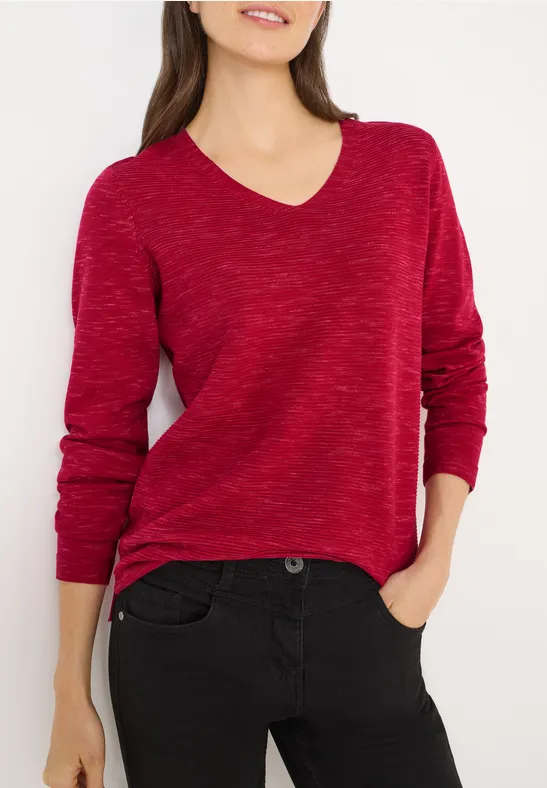 Lässiger V-Ausschnitt Langarm Pullover