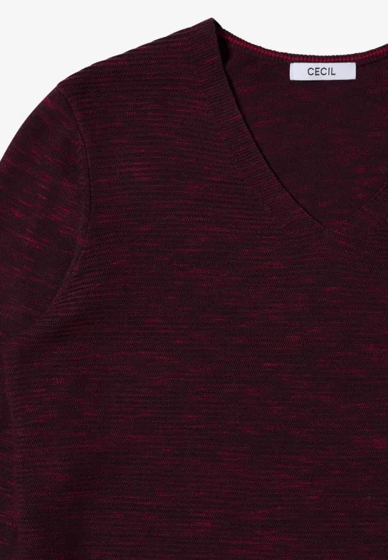 Lässiger V-Ausschnitt Langarm Pullover