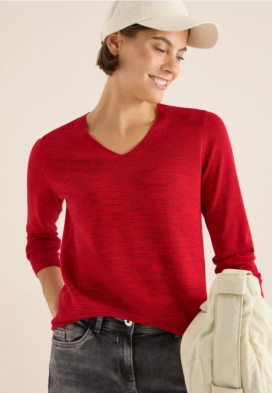 Lässiger V-Ausschnitt Langarm Pullover