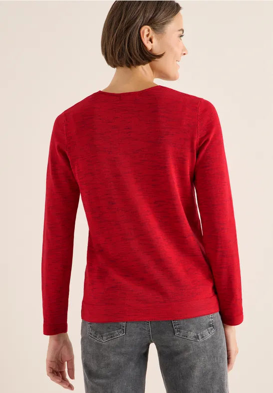 Lässiger V-Ausschnitt Langarm Pullover