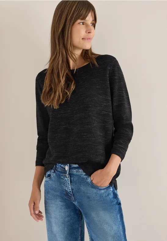 Damen Struktur Strickpullover mit Streifen