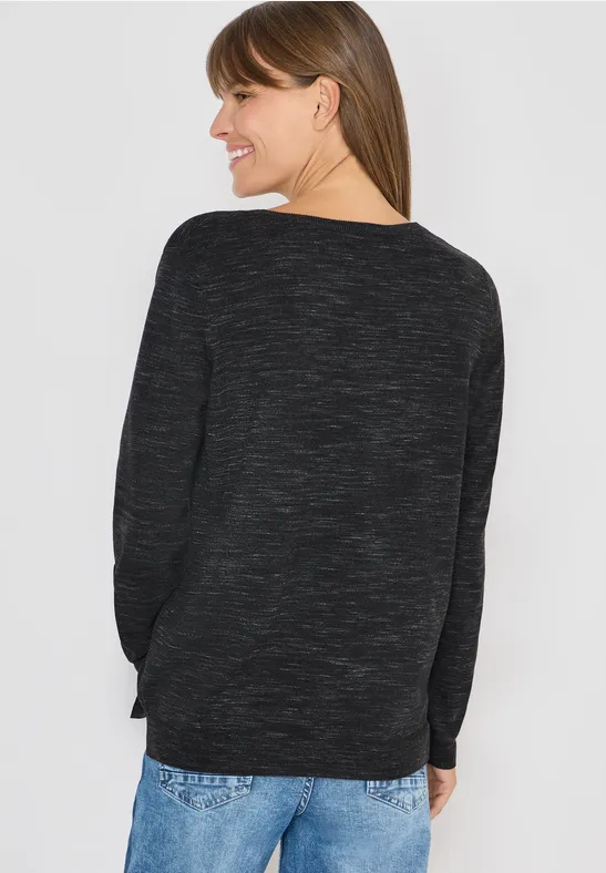 Damen Struktur Strickpullover mit Streifen