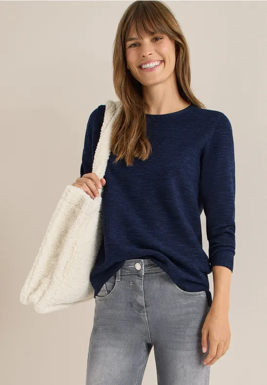 Lässiger Streifen Strickpullover