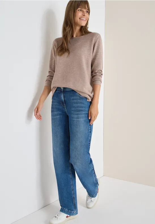 Strukturierter Strickpullover mit langen Ärmeln