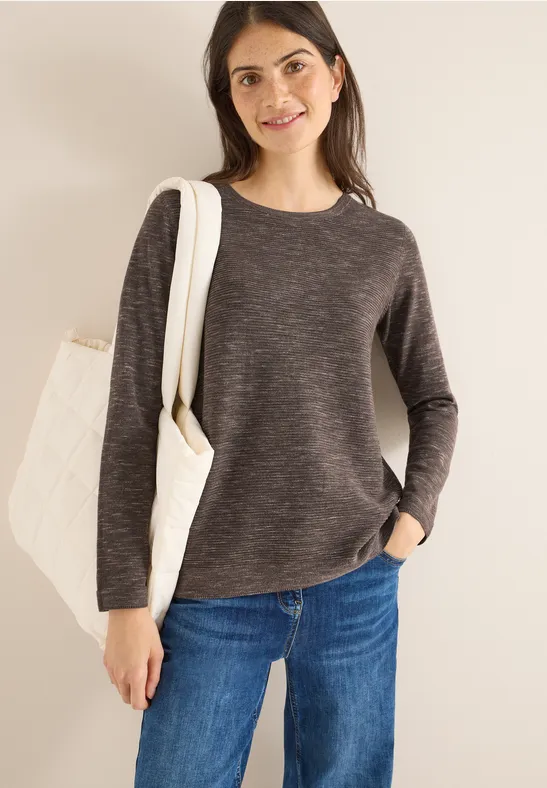 Strukturierter Langarm Strickpullover