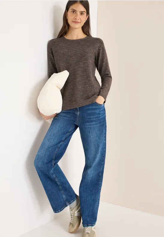 Strukturierter Langarm Strickpullover