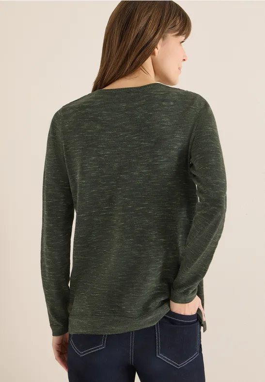 Gestreiftes Langarm-Strickoberteil