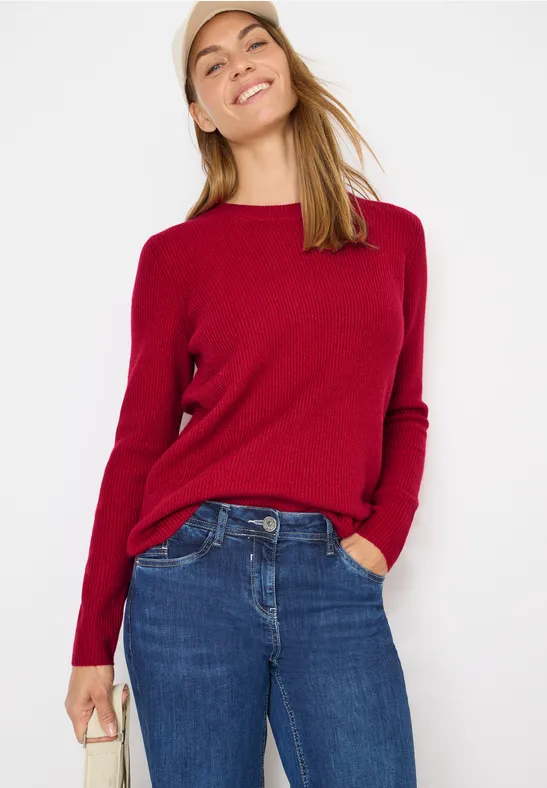 Strukturierter Strickpullover mit Rundhalsausschnitt
