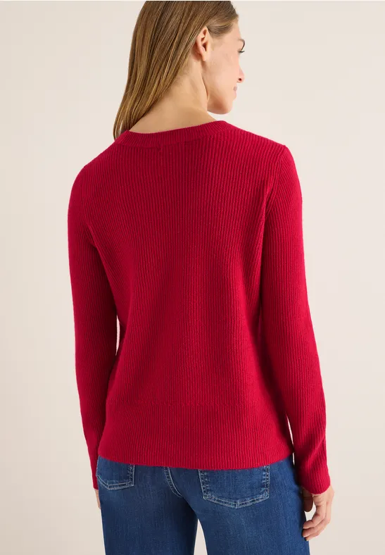 Strukturierter Strickpullover mit Rundhalsausschnitt