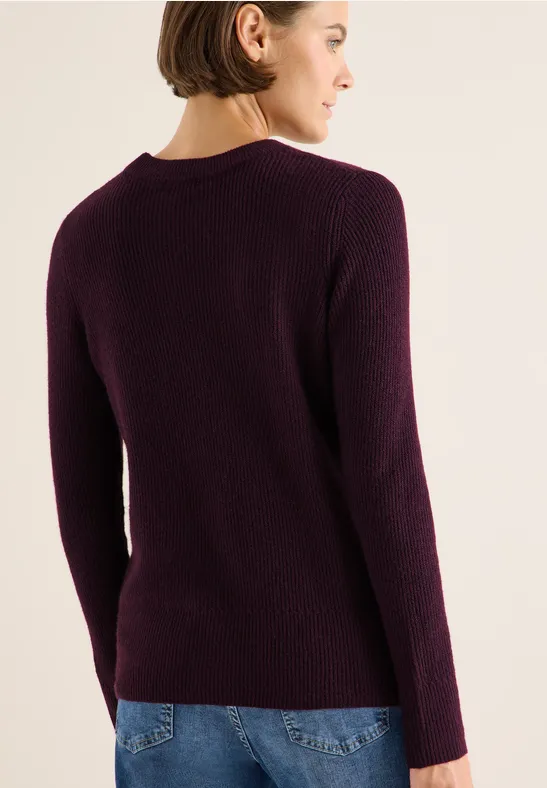 Strukturierter Strickpullover mit Rundhalsausschnitt
