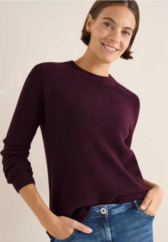 Strukturierter Strickpullover mit Rundhalsausschnitt