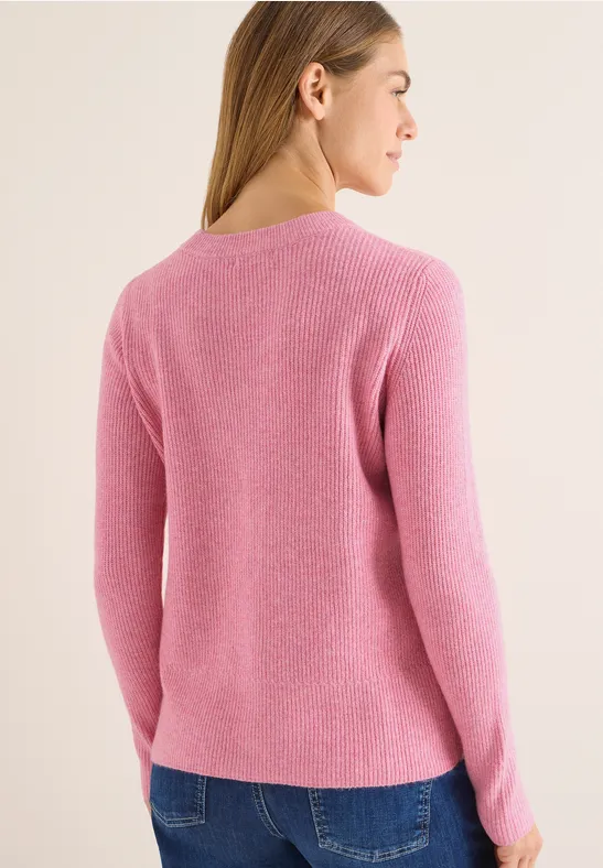 Strukturierter Strickpullover mit Rundhalsausschnitt