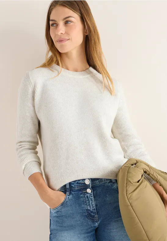 Strukturierter Strickpullover mit Rundhalsausschnitt