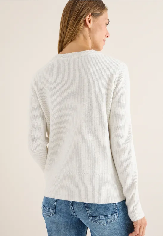 Strukturierter Strickpullover mit Rundhalsausschnitt