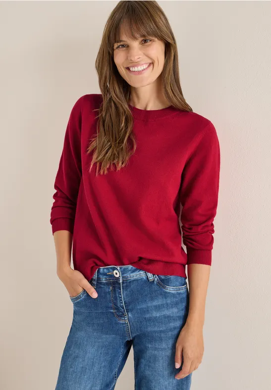Klassischer Feinstrick Rundhals Pullover