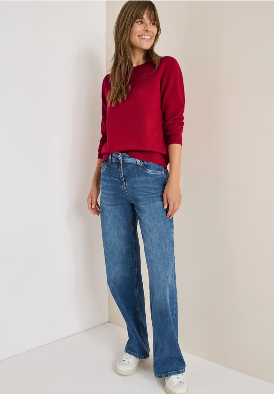 Klassischer Feinstrick Rundhals Pullover