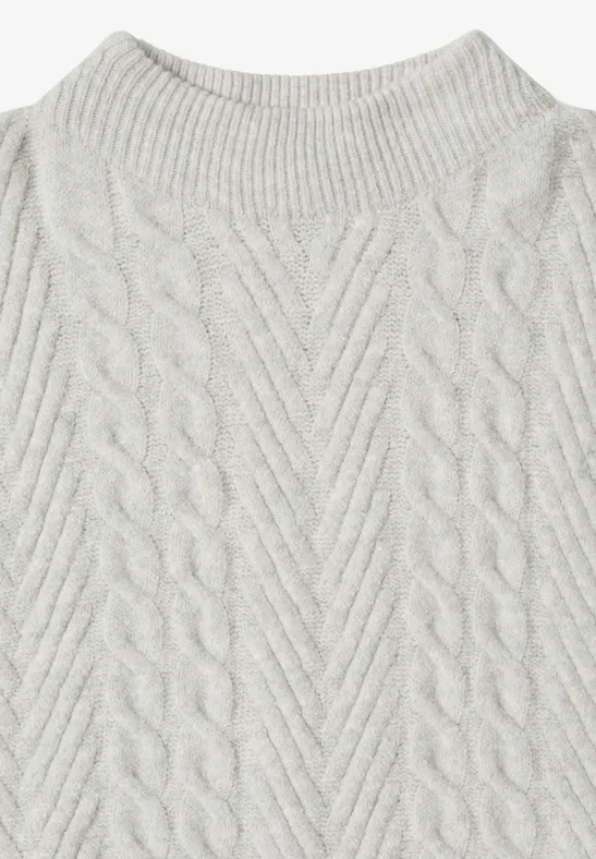 Klassischer Zopfmuster-Rollkragenpullover