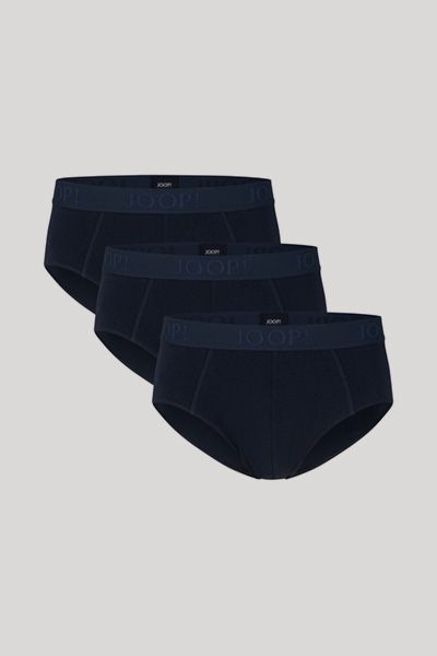 JOOP! Marineblaue Baumwoll-Stretch Slips 3er-Pack mit Logo-Bund