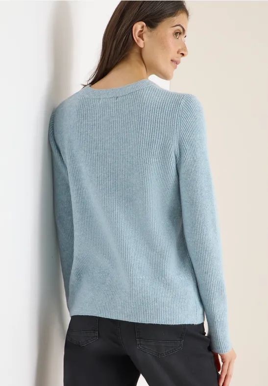 Strukturierter Strickpullover mit Rundhalsausschnitt
