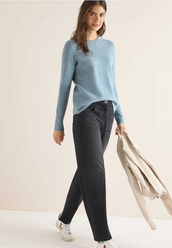 Strukturierter Strickpullover mit Rundhalsausschnitt