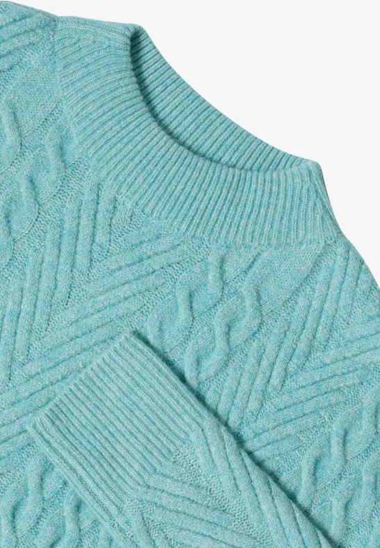 Zopfstrick-Rollkragenpullover