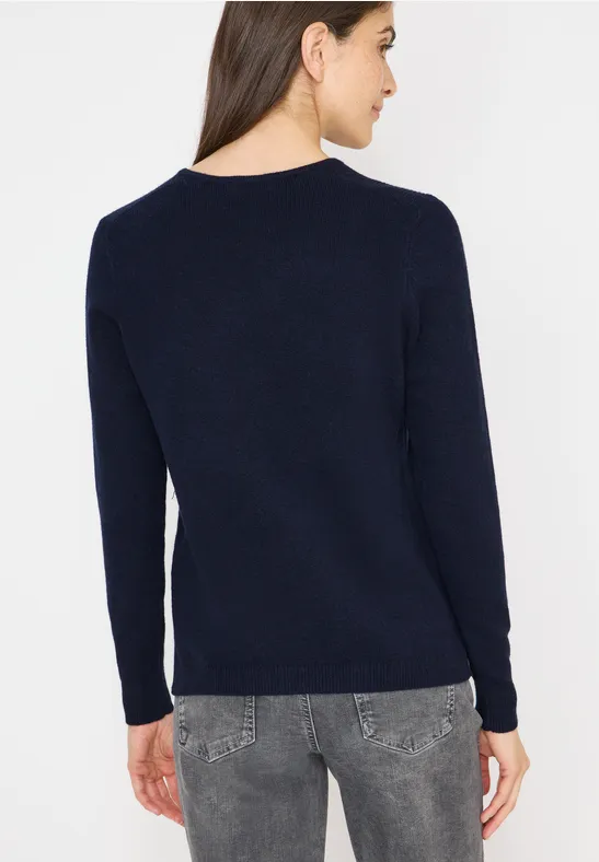 Klassischer V-Ausschnitt Baumwollstrickpullover