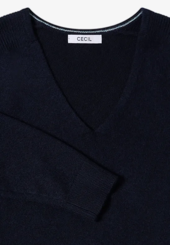 Klassischer V-Ausschnitt Baumwollstrickpullover